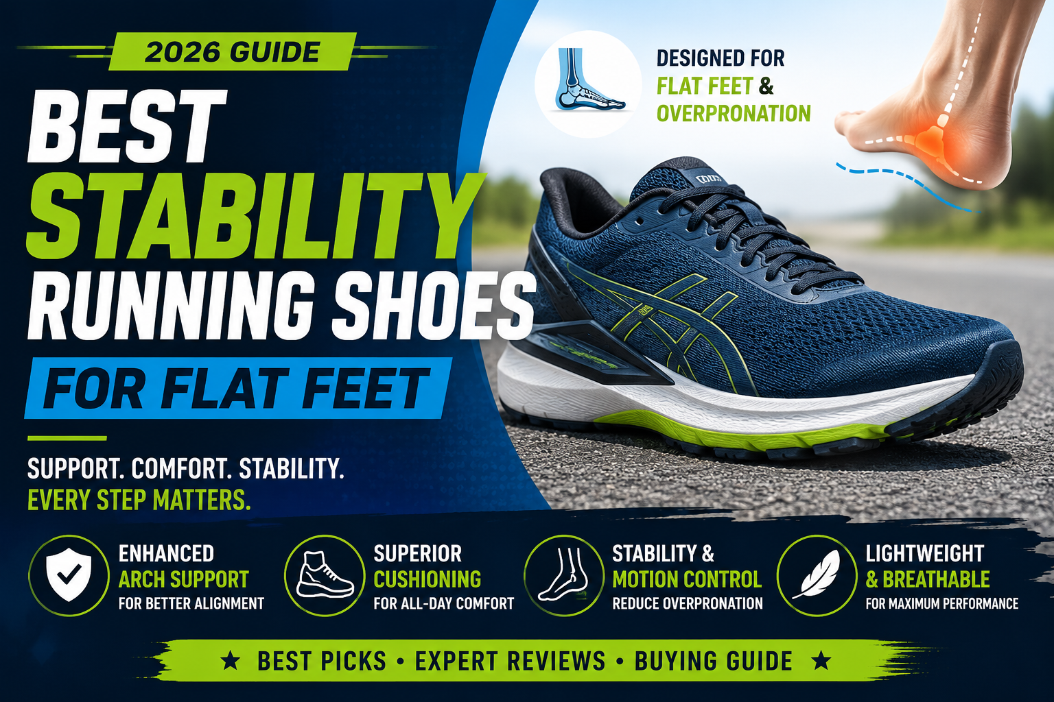 Best Stability Running Shoes for Flat Feet in 2026